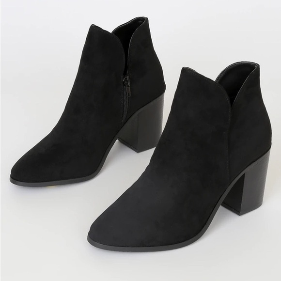 Lulus Shoes - Martella Black Suede Ankle Booties